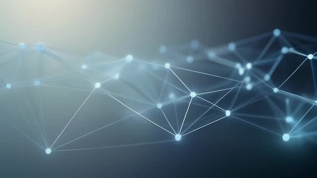 Glowing network of interconnected nodes with dynamic flowing lines in futuristic digital style