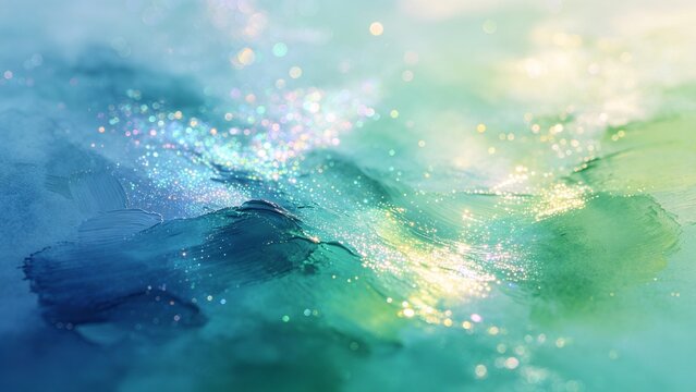 Turquoise Blue Abstract Water Texture with Sparkling Ocean Light