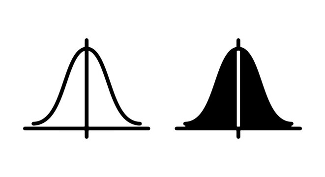 Statistical Distribution Icons: Normal Curve, Bell Curve, Probability, Data Analysis