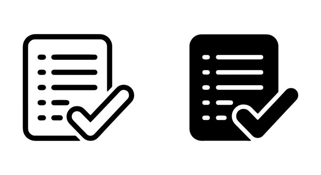 Checklist Icon Set, To-Do List Vector Graphics, Task Management Symbols, Approved Task Icons