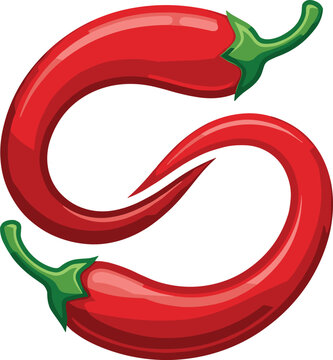 Red Hot Chili Pepper Letter S Vector Logo Design Concept for Spicy Food, Mexican Restaurants, Culinary Branding, and Sauce Packaging GraphicsRed Hot Chili Pepper Letter S Vector Logo Design Concept fo