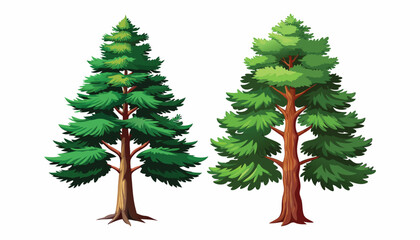 two coniferous trees clipart vector illustration © Nayon