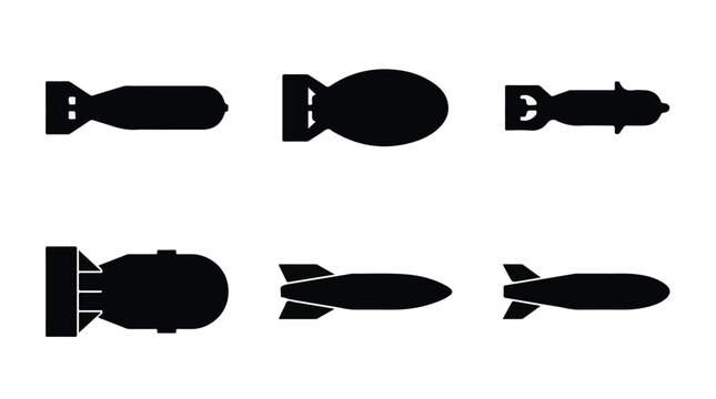 Collection of various missile and bomb silhouettes