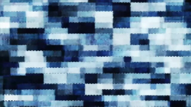 Abstract blue and white digital glitch pixel background pattern