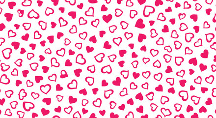 Love hearts pattern seamless background design with pink romantic shapes on white backdrop for valentines day greeting cards weddings and anniversary events. © Bappy