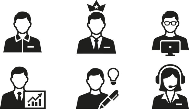 Business People Icons: Manager, Leader, Techie, Analyst, Creator, Support