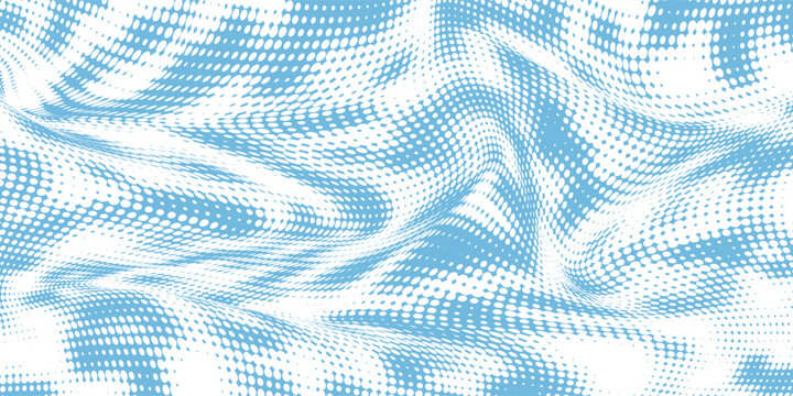 White abstract banner with blue dots pattern. Vector paper illustration.