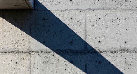 Fototapeta premium Concrete wall, gray blocks, shadow, industrial background, texture