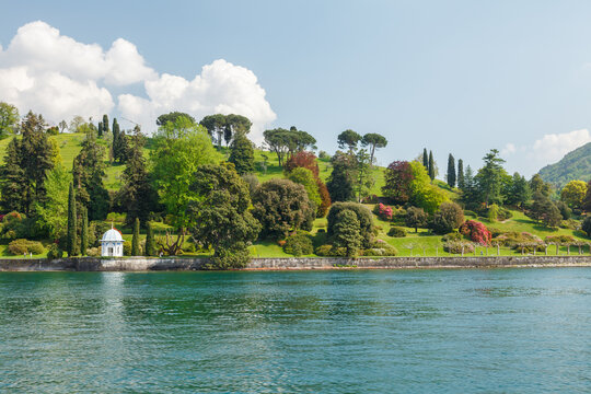 Varenna village with mountains on Lake Como Italy