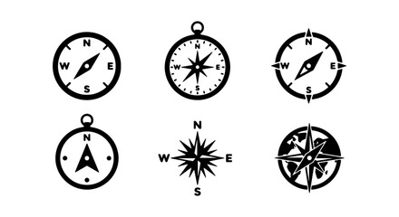 Fototapeta premium Compass vector icon set, navigation and direction symbols, travel and adventure graphic elements