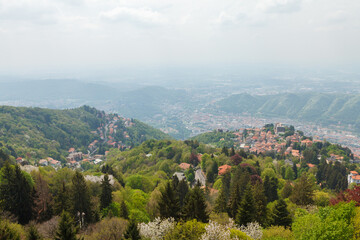 Obraz premium Varenna village with mountains on Lake Como Italy