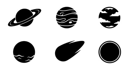 Cosmic Icons Set: Planets, Comet, Celestial Bodies, Space Exploration, Astronomy Graphics © TAMIM