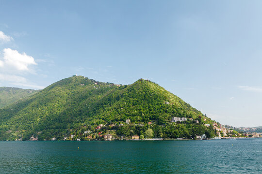 Lake Como panoramic view with mountains Italy
