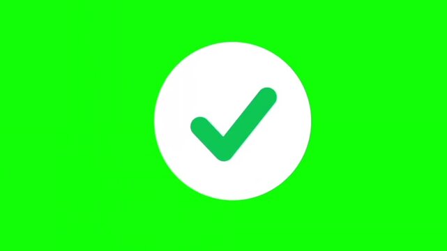 Big Green Check Mark Animation on Green Screen Background &ndash; HD Success Tick Mark Motion Graphics Loop for Video Editing, Approval, Confirmation & UI Design Overlay
