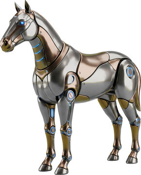 Futuristic robotic horse with metallic body