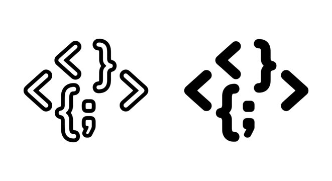 Coding Brackets, Syntax Symbols, Programming Icons, Web Development Elements