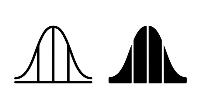 Statistical Distribution Icons, Normal Curve, Bell Curve Vector Graphics