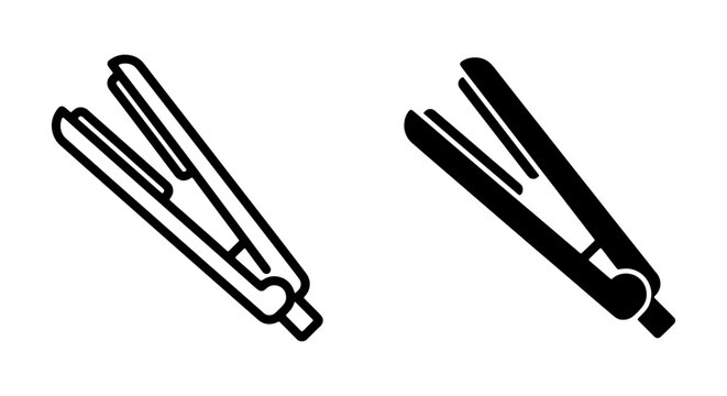 Hair Straightener Icons, Flat Iron Vector Graphics, Hair Styling Tools
