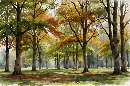 Beech tree grove in a park setting