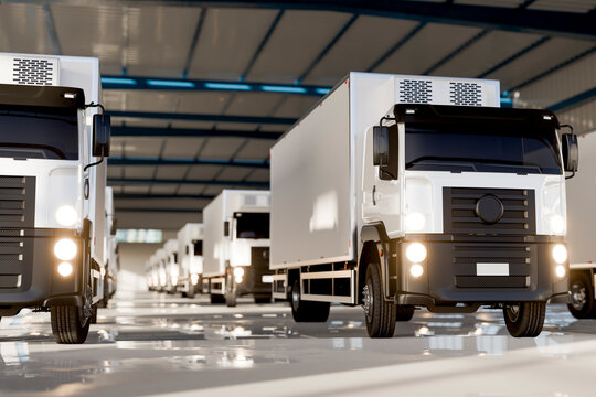 3D warehouse truck line arranged for freight dispatch
