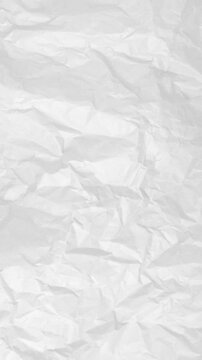 Abstract White Crumpled Paper Texture Vertical Background &ndash; Seamless Loop Motion Video