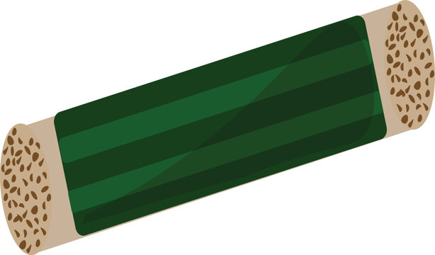 Tempeh block wrapped in banana leaf flat vector illustration isolated for Indonesian food and vegan protein