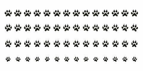 Obraz premium Black Animal Paw Prints Pattern On White Background