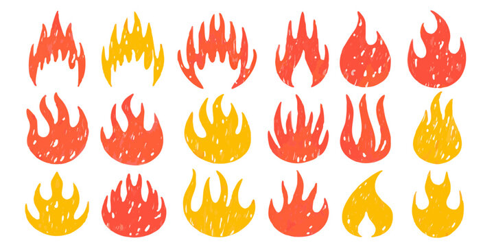 Stylized Fire Flames Collection Vector Illustration With Gradient Colors