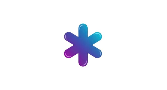 Glossy gradient star icon with rounded edges in blue and purple