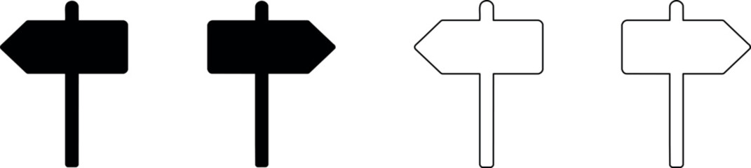 Set of directional signpost icons, black and white, left and right arrows © Santiago