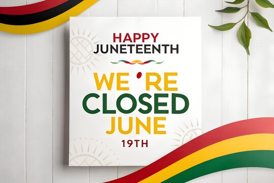 Happy Juneteenth Closed Sign, Business Closed June 19th, Juneteenth Closure Announcement, We Are Closed Juneteenth, Festive Juneteenth Holiday Notice