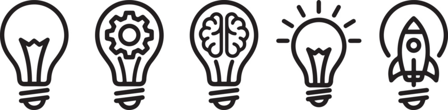 Hand drawn light bulb idea concept with creative sketch doodle on white background