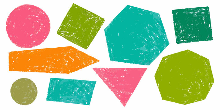Colorful geometric shapes vector illustration with textured surfaces