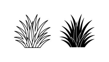 Grass Clumps Vector Icons, Outline and Silhouette Styles © Bappi