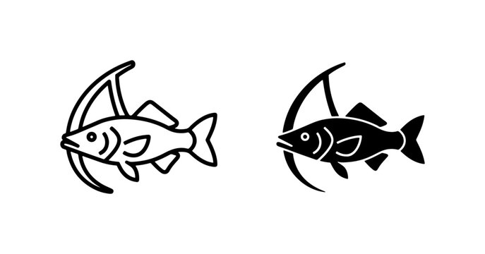Pisces Zodiac Symbol, Fish Constellation Icon, Astrology Vector Art