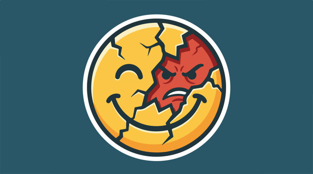 Split Smiley Face Emoticon Icon.