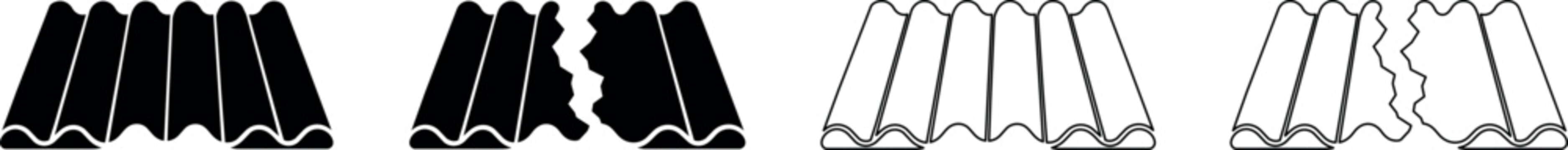 Set of corrugated material icons showing different states of damage and integrity