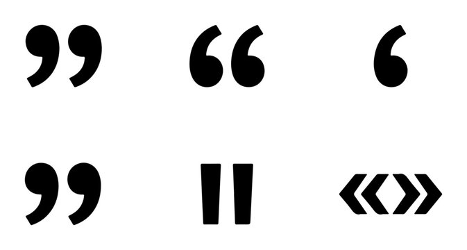 Quotation Marks Icons, Punctuation Symbols, Typographic Elements