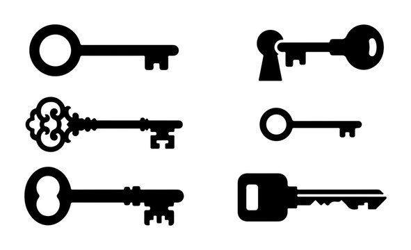 Vintage Skeleton Keys Collection, Antique Lock Picks Set, Retro Access Icons