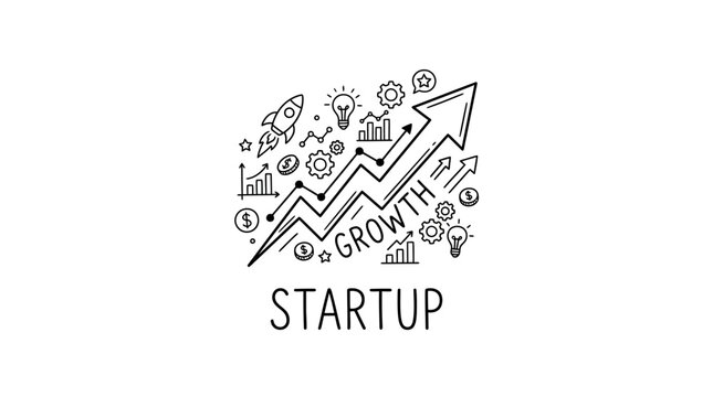 Startup business growth concept logo design.