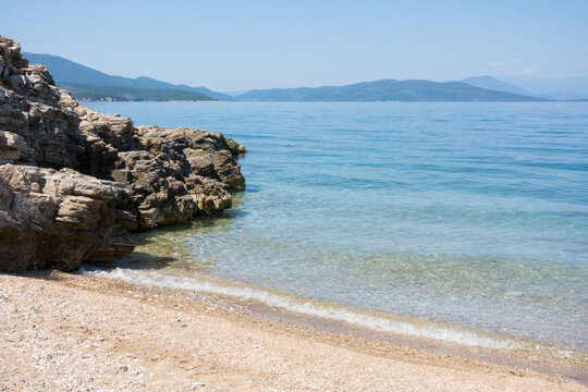 Amazing scenery by the sea in Horto beach, South West Pelion, central Greece