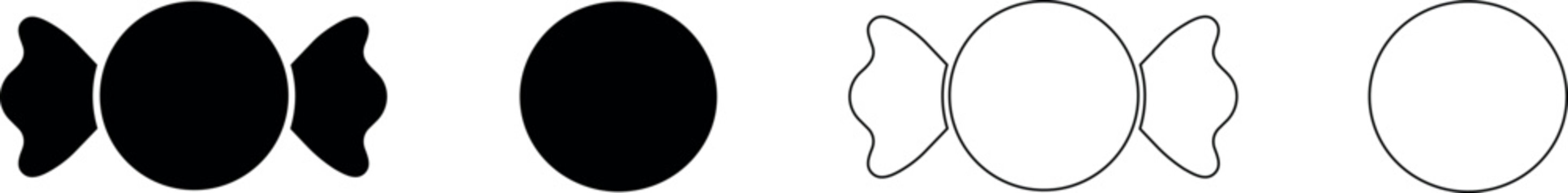 Set of candy icons, solid and outline, black and white