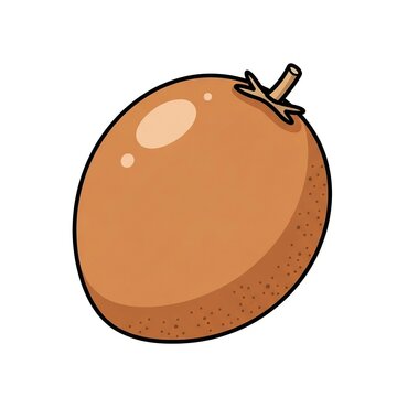 Vector illustration of a sapodilla fruit isolated on white background, featuring a round brown shape with a small stem and textured skin, perfect for food and nutrition designs