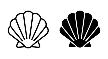 Scallop Shell Icons, Marine Life Vector Art, Ocean Beach Seashell Graphics, Coastal Design Elements © AMINURISLAM
