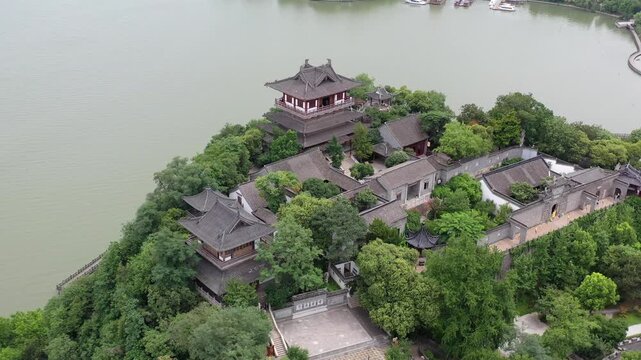 Aerial panoramic view of Beigu Mountain Scenic Area in Zhenjiang Jiangsu China