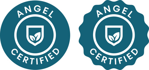 Obraz premium Angel Certified Badge Icons with Leaf Emblem on White Background
