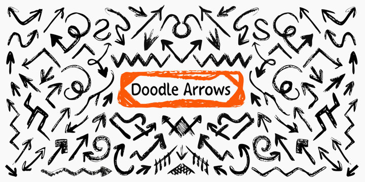 Hand Drawn Doodle Arrows With Orange Text Box White Background