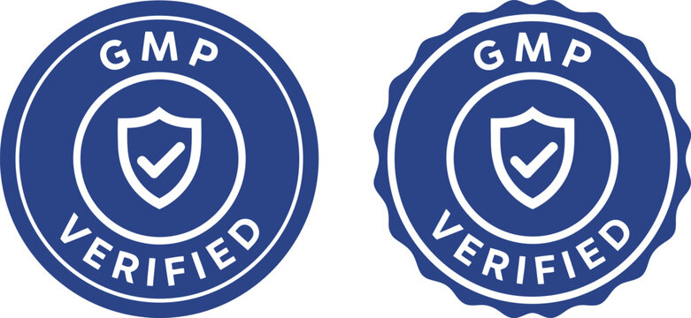 GMP Verified Badge Icons with Check Mark on Blue Circle