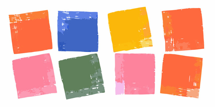 Colorful rectangular paint swatches arranged on a white background