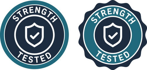 Fototapeta premium Strength Tested Badge Icons with Shield and Check Mark Design